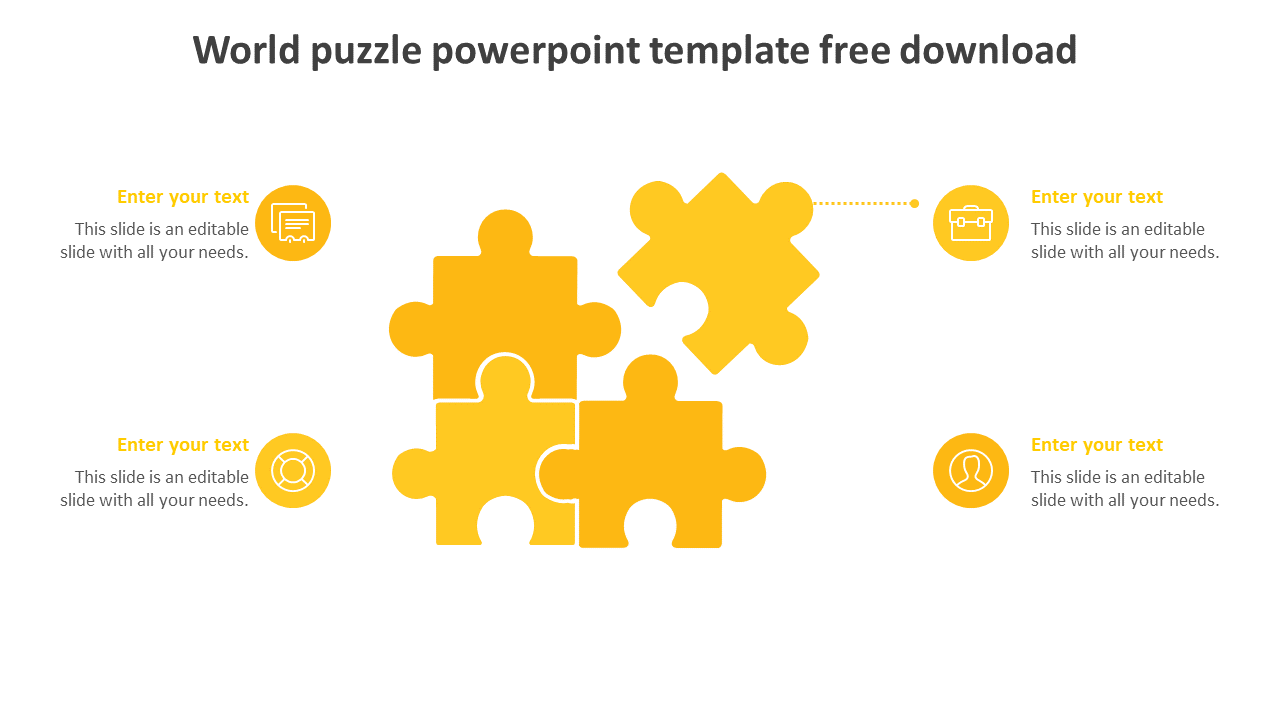 world puzzle powerpoint template free download-yellow